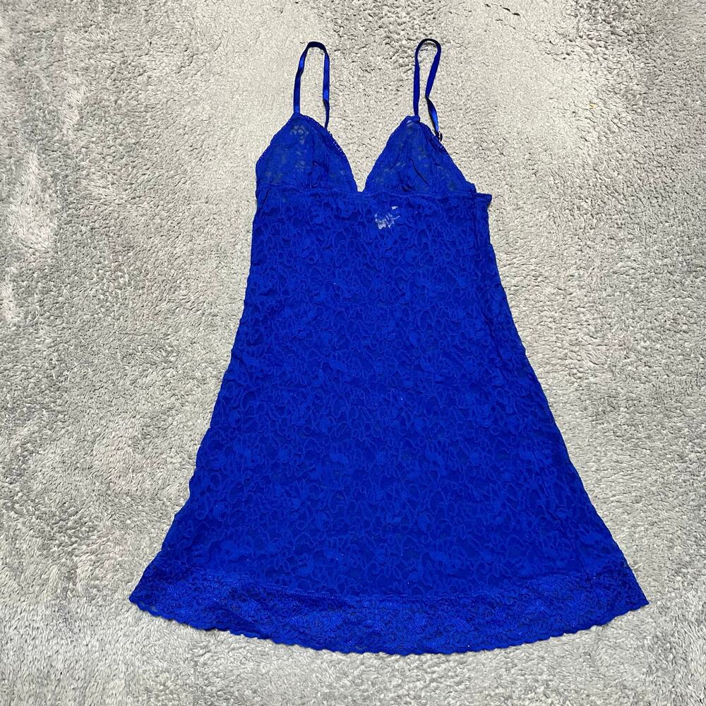 Victoria's Secret Tank Shirt Womens Small Lace Cami Long Blue